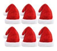 JOYIN 6 Pcs Deluxe Santa Hats with Red Velvet & Plush Trim, Christmas Hats Bulk, Christmas Holiday Favors and Party Supplies for Kids and Adults