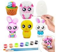 JOYIN 6 Pcs Easter Squishy Toy Coloring Craft Kit - Paint Your Own Animal Character Squishy Toys - Includes Paints and Brushes - Perfect for Easter Egg Hunt, Basket Stuffer, Party Favors