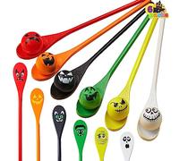 JOYIN 6 Pcs Halloween Egg and Spoon Race Game Set; Eyeballs and Spoons with Assorted Colors for Kids and Adults Halloween Outdoor Fun Games, Party Favor Supplies, Classroom Activities