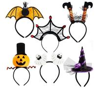 JOYIN 6 Pcs Halloween Headbands - Pumpkin, Bat, Witch, Phantom, Witch Legs, Spider Web for Cosplay Party Favours