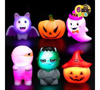 JOYIN 6 Pcs Halloween Light-Up Bath Toys ,Halloween Theme Toys Flashing LED Light Floating Bathtub Toys for Baby,Toddler Water Tub Games Swimming Pool Party