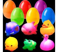 JOYIN 6 Pcs Prefilled Easter Eggs with Light-up Bath Toys Animal Floating Bathtub Toys for Kids Toddler Party Favor, Easter Eggs Hunt, Basket Stuffers Filler, Classroom Prize Supplies