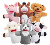 JOYIN 6-Piece Animal Friends Hand Puppet Set with Working Mouth (Pack of 6) for Imaginative Play, Show & Theater, Easter/Birthday Party Supplies