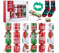 JOYIN 6 Pieces Christmas Crackers Christmas Party Toys Without Push Button with Wind-Up Toy, Table Gift Set with Joke Hat and Gifts, Funny Christmas Gifts Kids