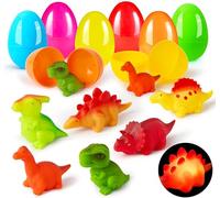 JOYIN 6 Pieces Pre-Filled Easter Eggs with Luminous Floating Dinosaur Bath Toys Easter Egg Hunt Easter Theme Party Favors