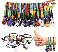 JOYIN 60 PCS Halloween Zipper Bracelets Bulk Set, Zipper Wristbands Party Favors for Kids, Fidget Stress Relief Toys, Halloween Trinkets, Halloween Goodie Bag, Classroom Gift Exchange Prizes