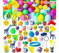 JOYIN 60Pcs Easter Eggs with Toys Stickers Inside, Prefilled Easter Eggs Hunt with Assorted Toys for Kids Boys Girls, Basket Stuffers Filler, Party Favors, Classroom Exchange