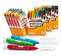JOYIN 64 Count Washable Marker Set,Kids Felt Tip Pens,Drawing Coloured Pens Felt Pens,Non Toxic Markers for Kids Ages 3+,Colouring Set for Arts and Crafts Supplies (8 Assorted Colors, 8 Packs )