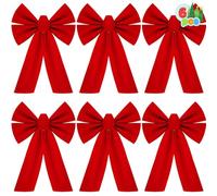 JOYIN 6PCS Christmas Red Velvet Bows, 13" Long by 9" Wide Christmas Bows for Tree, Decorative Big Christmas Bows for Indoor Holiday Decorations Outdoor Decor Xmas Wreaths Decorations