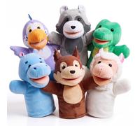 JOYIN 6Pcs Hand Puppets,Wild Animal Puppets for Children with Working Mouth | Animal Toddler Plush Toy, Kids Finger Puppets Set for Show Theater Imaginative Play,Birthday Party Toys Gifts for Kids 1 2 3+