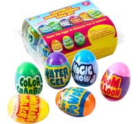JOYIN 6pcs Prefilled Easter Eggs with Toys, Plastic Eggs with Science Experiment, Basket Stuffers for Boys & Girls, Easter Theme Party Favors