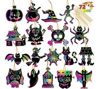 JOYIN 72 Pcs Halloween Scratch Cards Set With 18 Designs for Arts and Crafts, Activity Book, Trick-or-Treating, Party Favors, Event Supplies, Classroom Activities