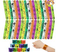 JOYIN 72 PCS Halloween Slap Bracelets, 6 Design Halloween Toys Bulk for Halloween Party Favors, kids Halloween Trinkets, Classroom Prizes, Exchanging Gifts