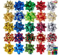 JOYIN 75 PCS 3 Inch Christmas Self Adhesive Gift Bows and 8 Rolls of Christmas Curling Ribbons for Baskets, Wine Bottles Decoration, Gift Wrapping and Decoration Present