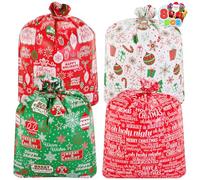 JOYIN 8 Jumbo Christmas Giant Goody Gift Bags 44” X 36” with Gift Tags for Holiday Treats, Oversize Xmas Gifts, Heavy Duty Party Favor Supplies, Large Goodie Bags
