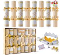 JOYIN 8 Pack Non-Locking Christmas Party Favors Golden and White Snowflake Party Table Presents Including Party Hat Jokes and Presents Christmas Presents Prizes for Christmas Dinner