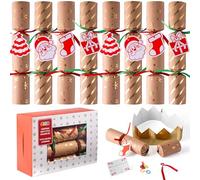 JOYIN 8 Pcs 10” Christmas Party Table Favor with Classic Design, with Party Hat, Joke & Little Gift Inside, for Xmas Gift, Christmas Seasonal Holiday Dinner Traditions
