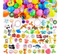 JOYIN 80 Packs Prefilled Easter Eggs with Toys and Stickers, 80pcs Bright Colorful Easter Eggs for Easter Party Favors, Easter Egg Hunt, Easter Basket Stuffers, Classroom Events