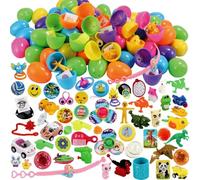 JOYIN 80 Pcs Pre Filled Easter Eggs with Novelty Toys and Stickers, Bright Plastic Easter Surprises Eggs for Easter Basket Stuffers, Easter Party Favors, Easter Egg Hunt Gift, Party Bag Fillers