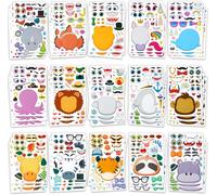 JOYIN 90 PCS 9.8”x6.7 Make-a-face Sticker Sheets Make Your Own Animal Mix and
