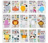 JOYIN 90 PCS 9.8”x6.7 Make-a-face Sticker Sheets Make Your Own Animal Mix and Match Sticker Sheets with Safaris, Sea and Fantasy Animals Kids Party Favor Supplies Craft
