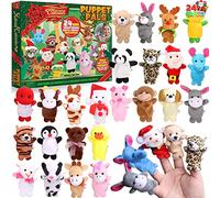 JOYIN Christmas Advent Calendar 2024 with Finger Puppets, 24 Days Christmas Countdown Advent Calendar with Plush Animal Finger Puppets for Girls and Kids Party Favors, Classroom Prizes, Xmas Gift