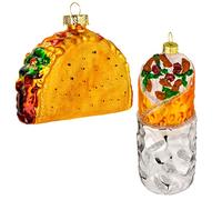 JOYIN Christmas Glass Blown Ornament Taco and Burrito Set Handcrafted Tree Decoration Party