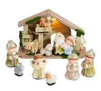 JOYIN Christmas Lighted Nativity Set, Xmas Little Nativity Playset Includes LED Manger and 8 Figurines, Miniature Toys for Kids Toddlers Xmas Gift, Party Decorations Tabletop