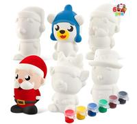 JOYIN Christmas Squishy Toy Coloring Craft Kit Slow Rising with 6 Different Characters, 3 Paints and Paint Tubs. Art & Craft Kit DIY Toy Set Make Your Own Christmas Squishy Friends