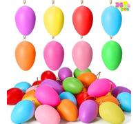 JOYIN Colourful Easter Hanging Eggs, 6CM Plastic Colorful Eggs, 8 Colors Decorative Eggs with Hanger for Easter Tree Decoration & Outdoor Indoor Hanging Decor (36)