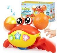 JOYIN Crawling Crab Baby Toy - Baby Toys for 18 Months+ Musical Toys, Dancing Crab Toy with Intelligent Sensor, Lights, Tummy Time Crab Auto-Avoiding Obstacles, Gift for Toddlers Boys & Girls
