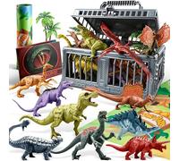 JOYIN Dinosaur Toys with Activity Play Mat & Storage Cage, 19 PCS Realistic Dinosaur Figures & Trees for Toddlers Kids Ages 3-5, Ideal for Boys and Girls Gift