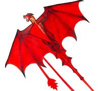 JOYIN Dragon Kites for Kids and Adults, Easy to Fly Large Single Line Kite for Kids - 55" x 46" Red Kites with 328ft String for Beginners,Dragon Red Beach Kite for Outdoor Games and Activities