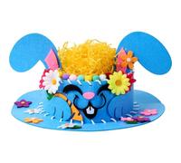 JOYIN Easter Bonnet Craft Kit, Animal-Themed Felt Bonnet Hat, Includes Felt Eyes Flower Grass & Pom Poms, Easter Bonnet Decorations & Handmade Activities, Kids DIY Art & Craft (Bunny)