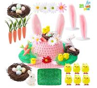 JOYIN Easter Bonnet Kit, Easter Make Your Own Hat Craft Set with Chick, Bunny, Carrot, Rabbit Ears, Nest, Grass, Flower for Easter Hat Decorations & Crafts, DIY Activities for Boys & Girls