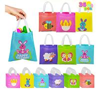 Joyin Easter Egg Hunt Tote Bags Non Woven Easter Gift Goodie Bags Party Treat Bags with Handles for Easter Egg Hunt, Easter Kids Party Favor Supplies(36 PCS)