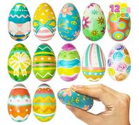JOYIN Easter squeeze Eggs Slow Rising Stress Ball Soft Fidget Squeeze Easter Eggs for Easter Egg Hunt, Easter Basket Stuffer Fillers, Easter Toys Gifts Party Favor (Art2, 12)