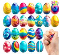 JOYIN Easter Squishy Toys Eggs Slow Rising Stress Ball Soft Fidget Squeeze Easter Eggs for Easter Egg Hunt, Easter Basket Stuffer Fillers, Easter Toys Gifts Party Favor (Art, 24)
