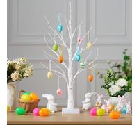 JOYIN Easter Table Tree with Lights, 60cm White Tree Decorations with 10 Various Eggs, Twig Lights for Easter Egg Decorations Home Gifts