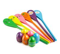 JOYIN Egg and Spoon Race Game Set, Outdoor Games For Kids,6 Easter Eggs & 6 Plastic Spoons with Assorted Colors Family Games for Kids and Adults, Party Favor Supplies