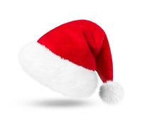 JOYIN Giggling Getup Christmas Hat Premium Santa Hat Plush Red Velvet Christmas Hats with Pom Poms, One Size Fits All for Adult and kids for Xmas Party Gift