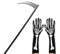 JOYIN Grim Reaper Accessories Set with Grim Reaper's Scythe and Scary Skeleton Gloves Halloween Sickle Weapon Prop for Party, Cosplay