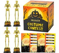 JOYIN Halloween Costume Contest Party Favors Costume Contest Ballot Box with 4 Pcs Skeleton Trophy Awards and 50 Voting Cards Halloween Party Supplies for Adult Party Games Contest Classroom Reward