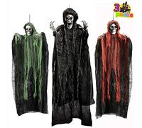 JOYIN Halloween Hanging Grim Reapers (3 Pack), One 47” and Two 35” Reapers, Skeleton Flying Ghost for Haunted House Prop Décor, Outdoor Indoor Decor