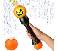JOYIN Halloween Light Up Pumpkin Bubble Blower Wand, Glowing Automatic Bubble Machine with 2 Bubble Solutions, Halloween Party Favors Toys, Carnival Game Prizes, Kids Outdoor Toys