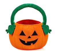 JOYIN Halloween Pumpkin Plush Tote Bucket Candy Trick or Treat Bag with Handle with Handle for Party Favor Supplies , Kids Gifts Bags