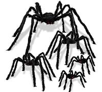 JOYIN Halloween Realistic Hairy Spiders Set (5 Pack), Halloween Spider Props, Scary Spiders with Different Sizes for Indoor and Outdoor Decorations (35", 30", 30", 24", 24")