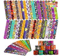 JOYIN Halloween Slap Bracelets Party Favors - 100 Pcs Friendship Bracelets with Halloween Patterns