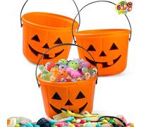 JOYIN Halloween Trick or Treat Pumpkin Bucket Jack O Lantern Candy Basket Halloween Party Supplies Pumpkin Pails with Handle (6 Pack)