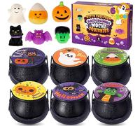 JOYIN Halloween Witch Cauldron Themed Bath Bomb with Mochi Squishy Toys, 6 Packs Bubble Kids Bath Bombs with Surprise Toy Inside，Halloween Party Favors